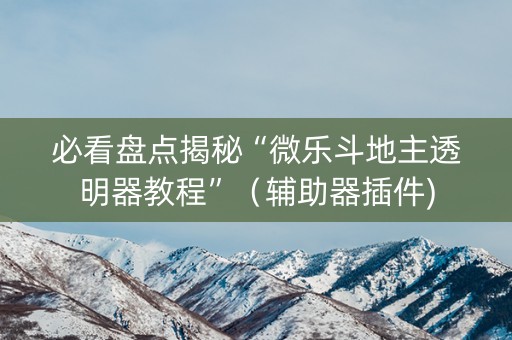 必看盘点揭秘“微乐斗地主透明器教程”（辅助器插件)