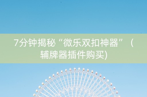 7分钟揭秘“微乐双扣神器”（辅牌器插件购买)