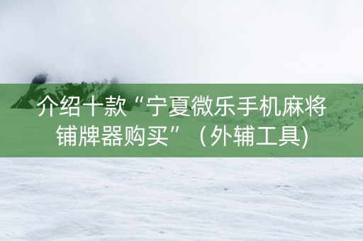 介绍十款“宁夏微乐手机麻将铺牌器购买”（外辅工具)