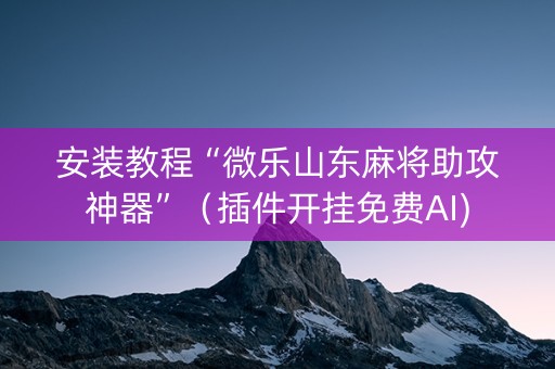 安装教程“微乐山东麻将助攻神器”（插件开挂免费AI)