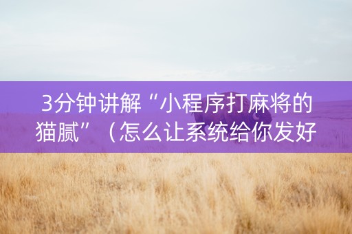 3分钟讲解“小程序打麻将的猫腻”（怎么让系统给你发好牌)