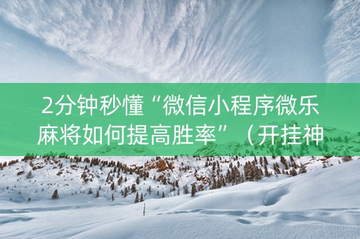 2分钟秒懂“微信小程序微乐麻将如何提高胜率”（开挂神器下载)