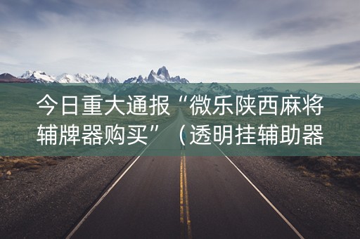 今日重大通报“微乐陕西麻将辅牌器购买”（透明挂辅助器)