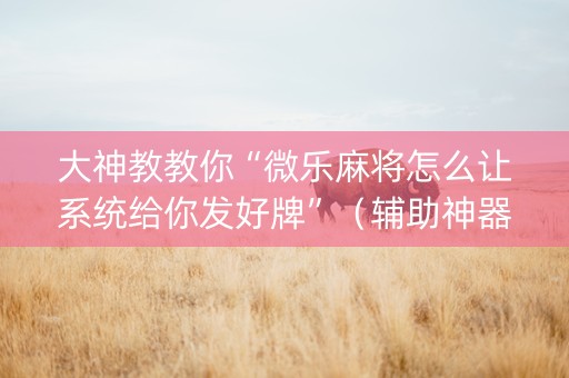 大神教教你“微乐麻将怎么让系统给你发好牌”（辅助神器免费)
