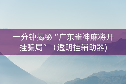 一分钟揭秘“广东雀神麻将开挂骗局”（透明挂辅助器)
