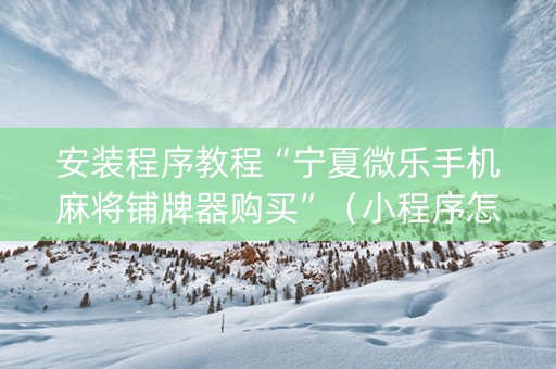 安装程序教程“宁夏微乐手机麻将铺牌器购买”（小程序怎么才会赢)