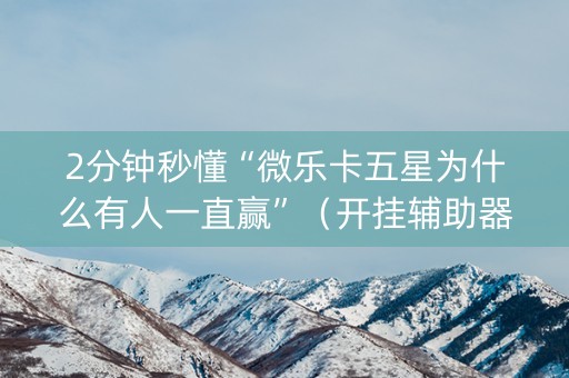 2分钟秒懂“微乐卡五星为什么有人一直赢”（开挂辅助器脚本)