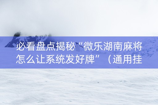 必看盘点揭秘“微乐湖南麻将怎么让系统发好牌”（通用挂软件多少钱)