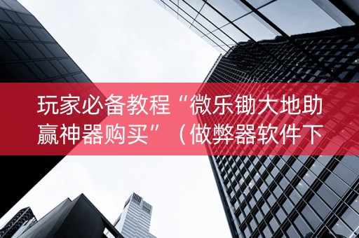 玩家必备教程“微乐锄大地助赢神器购买”（做弊器软件下载)