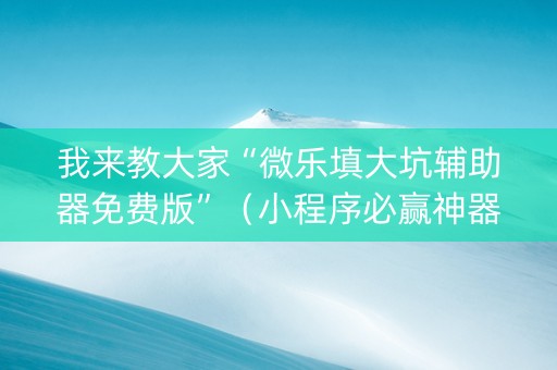 我来教大家“微乐填大坑辅助器免费版”（小程序必赢神器)