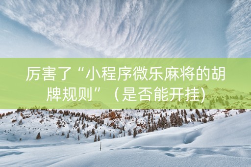 厉害了“小程序微乐麻将的胡牌规则”（是否能开挂)