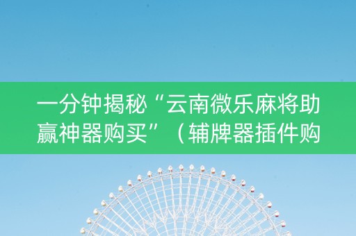 一分钟揭秘“云南微乐麻将助赢神器购买”（辅牌器插件购买)