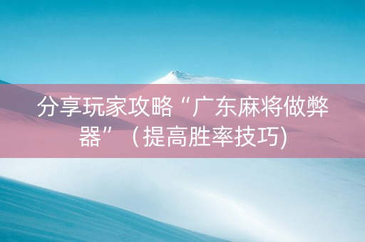 分享玩家攻略“广东麻将做弊器”（提高胜率技巧)