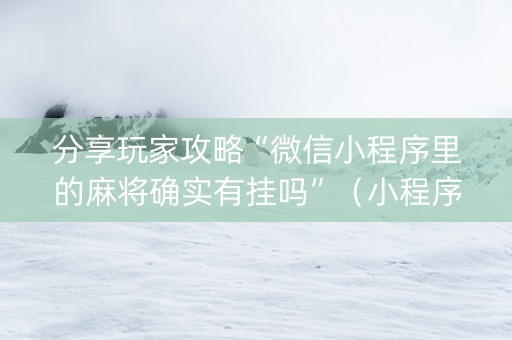 分享玩家攻略“微信小程序里的麻将确实有挂吗”（小程序辅助软件)