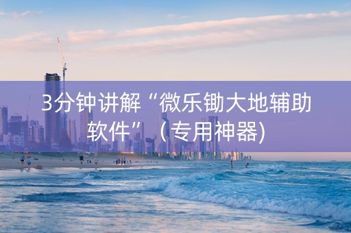 3分钟讲解“微乐锄大地辅助软件”（专用神器)