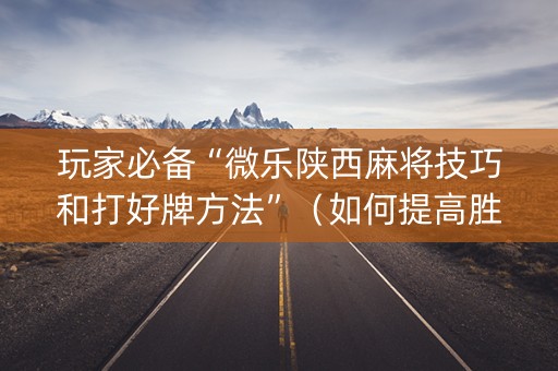 玩家必备“微乐陕西麻将技巧和打好牌方法”（如何提高胜率)