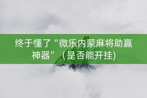 终于懂了“微乐内蒙麻将助赢神器”（是否能开挂)