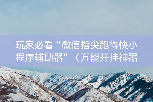 玩家必看“微信指尖跑得快小程序辅助器”（万能开挂神器)