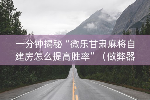 一分钟揭秘“微乐甘肃麻将自建房怎么提高胜率”（做弊器软件下载)