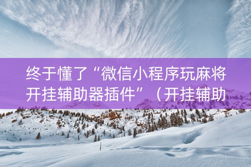 终于懂了“微信小程序玩麻将开挂辅助器插件”（开挂辅助插件)