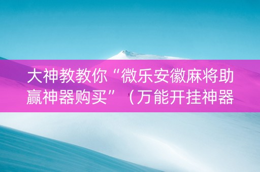 大神教教你“微乐安徽麻将助赢神器购买”（万能开挂神器)