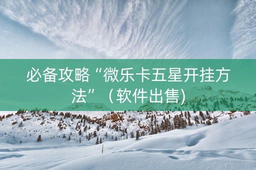 必备攻略“微乐卡五星开挂方法”（软件出售)