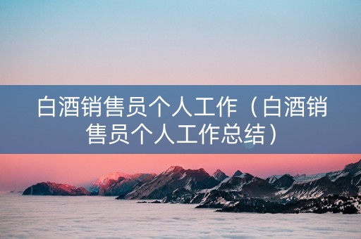 白酒销售员个人工作（白酒销售员个人工作总结）