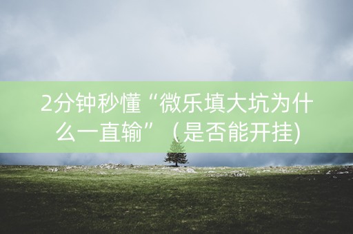 2分钟秒懂“微乐填大坑为什么一直输”（是否能开挂)