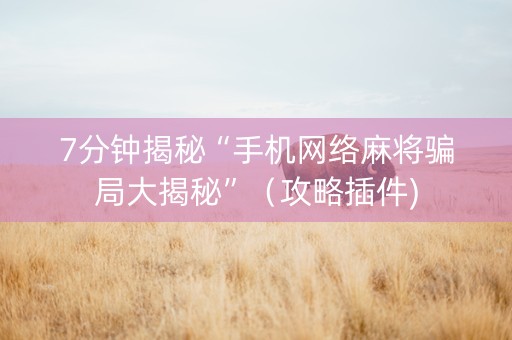 7分钟揭秘“手机网络麻将骗局大揭秘”（攻略插件)