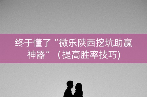 终于懂了“微乐陕西挖坑助赢神器”（提高胜率技巧)