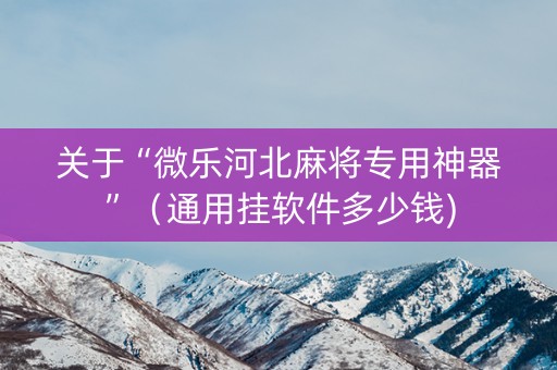 关于“微乐河北麻将专用神器”（通用挂软件多少钱)