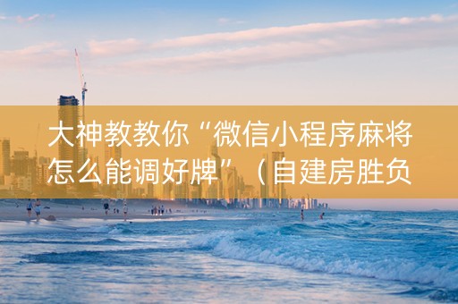 大神教教你“微信小程序麻将怎么能调好牌”（自建房胜负规律)
