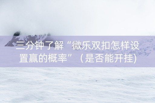 三分钟了解“微乐双扣怎样设置赢的概率”（是否能开挂)