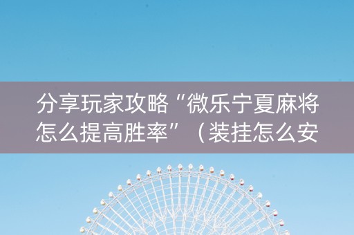 分享玩家攻略“微乐宁夏麻将怎么提高胜率”（装挂怎么安装)