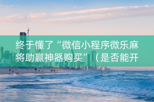 终于懂了“微信小程序微乐麻将助赢神器购买”（是否能开挂)