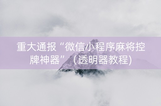 重大通报“微信小程序麻将控牌神器”（透明器教程)