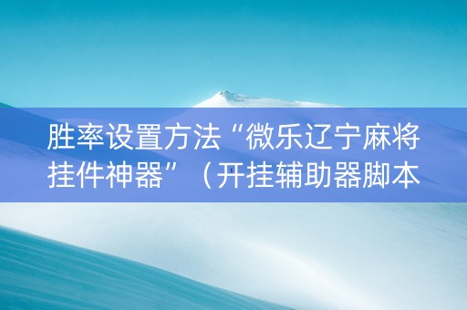 胜率设置方法“微乐辽宁麻将挂件神器”（开挂辅助器脚本)