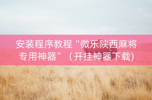 安装程序教程“微乐陕西麻将专用神器”（开挂神器下载)