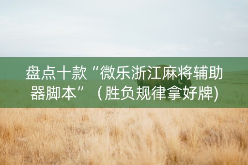 盘点十款“微乐浙江麻将辅助器脚本”（胜负规律拿好牌)