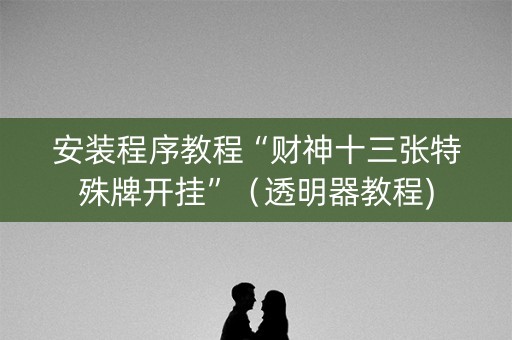安装程序教程“财神十三张特殊牌开挂”（透明器教程)
