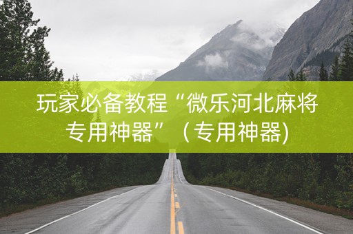 玩家必备教程“微乐河北麻将专用神器”（专用神器)