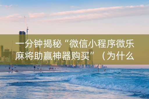 一分钟揭秘“微信小程序微乐麻将助赢神器购买”（为什么有人一直赢)