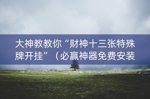 大神教教你“财神十三张特殊牌开挂”（必赢神器免费安装)