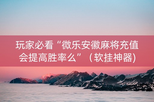 玩家必看“微乐安徽麻将充值会提高胜率么”（软挂神器)
