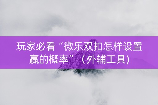 玩家必看“微乐双扣怎样设置赢的概率”（外辅工具)