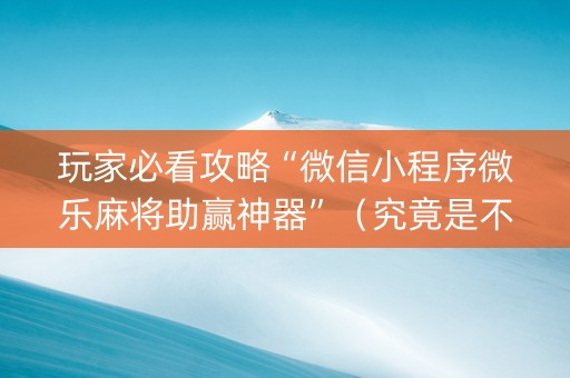 玩家必看攻略“微信小程序微乐麻将助赢神器”（究竟是不是有挂)