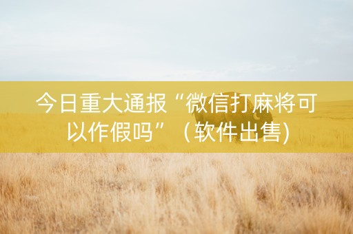 今日重大通报“微信打麻将可以作假吗”（软件出售)