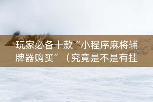玩家必备十款“小程序麻将辅牌器购买”（究竟是不是有挂)