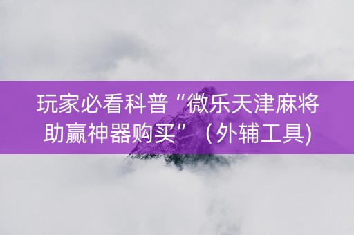 玩家必看科普“微乐天津麻将助赢神器购买”（外辅工具)