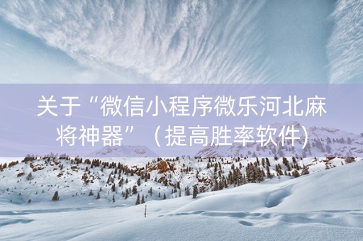 关于“微信小程序微乐河北麻将神器”（提高胜率软件)